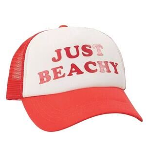 Billabong “Just Beachy” Trucker Hat Red White Mesh Snapback Surf Y2K Retro Cap